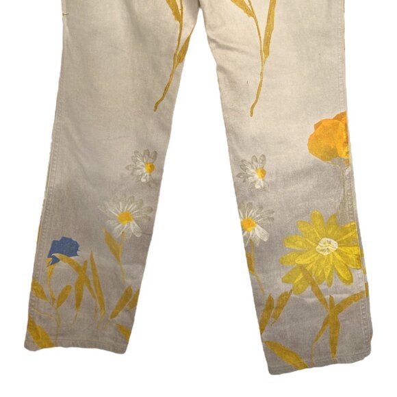 RARE SS2000 Roberto Cavalli Jeans Vintage Y2k Gray Yellow Floral Jeans Size 27 - Picture 6 of 13